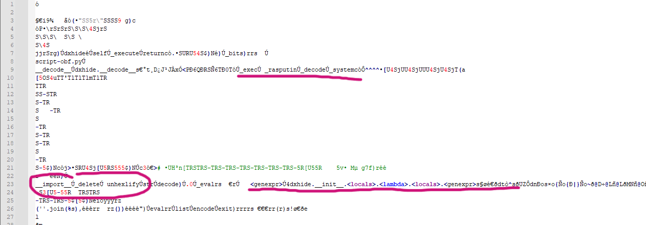 Marshalled python code object